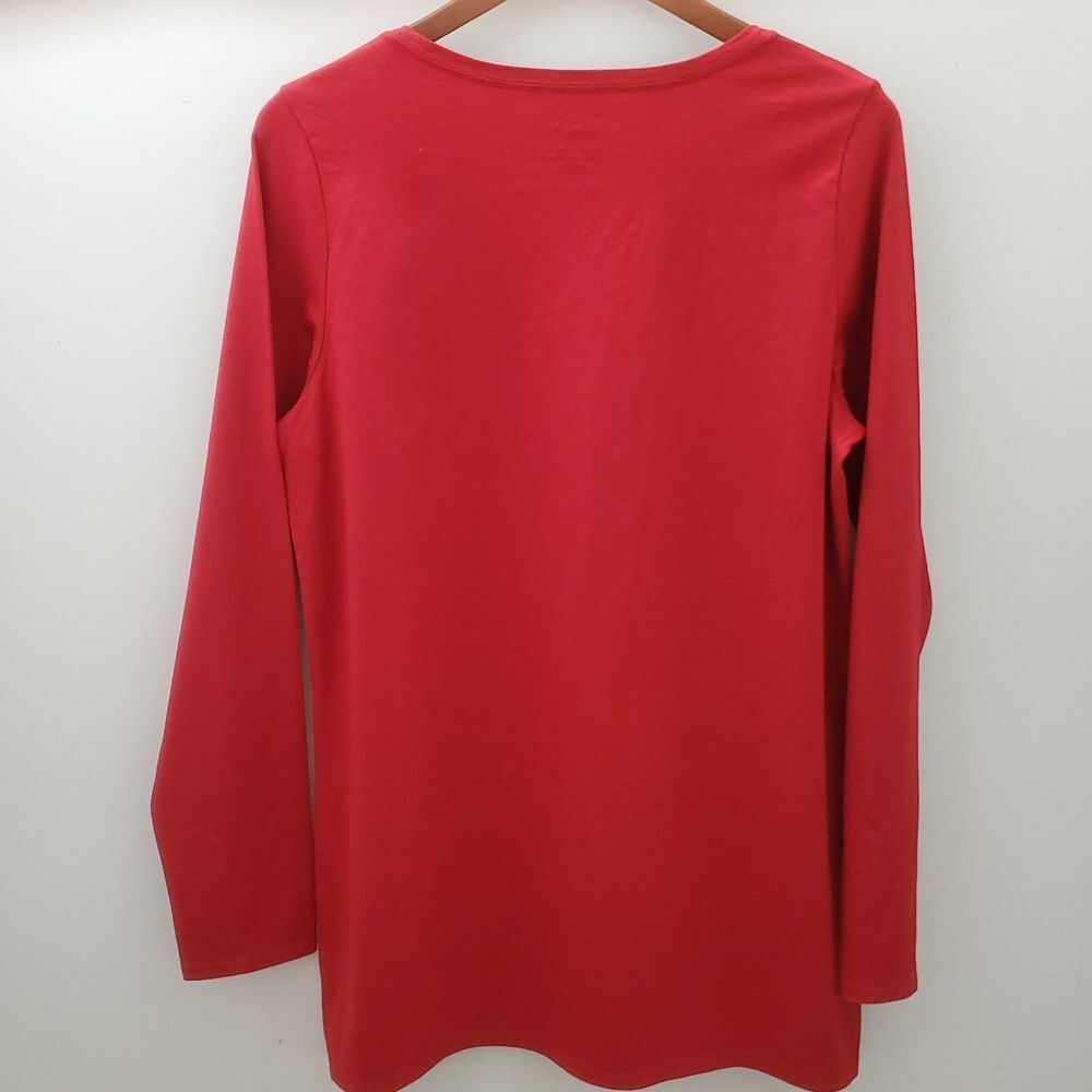 J. Jill Purejill Long Sleeve Stretch Cotton Tee True Red Size Large NWT Pima - Picture 6 of 7